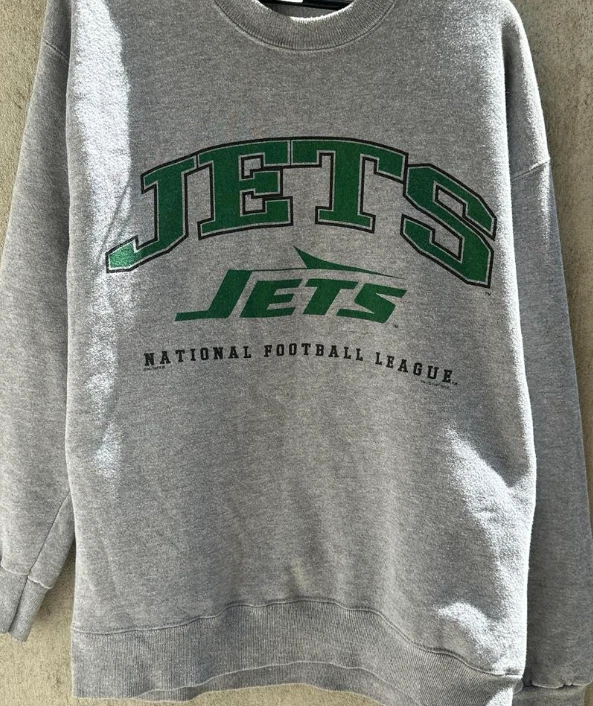 NFL Jets Fútbol Nacional Ceniza Color Cuello Redondo Sudadera KV40736 Foto 1 de 1