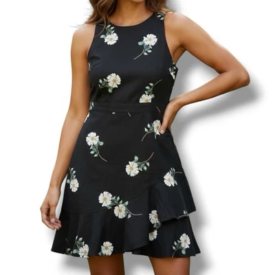 Vestido midi envolvente floral con volantes talla 8 Banana Republic para mujer Foto 1 de 4