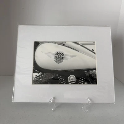 Harley Davidson Vintage Black & White Motorcycle Bike Art Print Photograph - Image 1 of 4