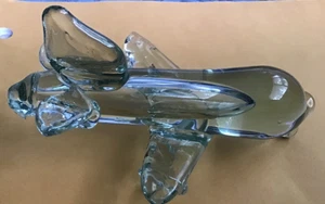 "Estatuilla de avión de vidrio transparente soplado a mano vidrio artístico vintage - 4"" L" - Imagen 1 de 5