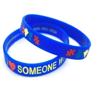 I LOVE SOMEONE with AUTISM Wristbands Medical ID Silicone Bracelet puzzle ADULT - Picture 1 of 5