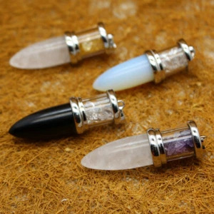 Großhandel 4 St. Gemischt Naturstein Kugel Streichholz Kristall Anhänger Halskette 51x13mm - Bild 1 von 12