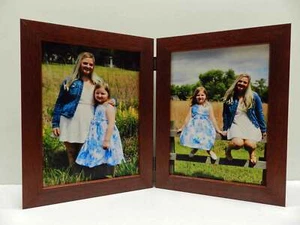 8x10 Mahogany Stain Double Hinged Vertical Wood Photo Picture Frame New - Picture 1 of 6