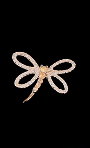 0.25CT Labor Erstellt Diamant Und Citrin Libelle Anhänger 14k Weiß Vergoldet - Bild 1 von 8