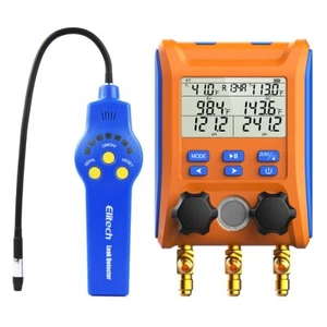 Elitech HLD-200+ HVAC Refrigerant Leak Detector+LMG-10 Digital Manifold Gauge - Picture 1 of 10