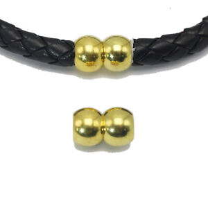 25 Sets Gold Bracelet Necklace Magnetic Clasps End Caps Large Hole Fit 6mm Cord