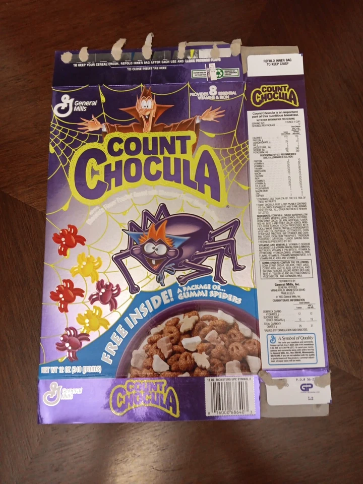 General Mills Count Chocula ~FREE Gummi Spiders~ Radical Reflections~Empty 1993 - Image 1 of 4