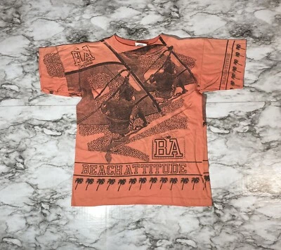 Vintage Windsurfing T Shirt YOUTH Large AOP Beach Surfer 80s 90s Single Stitch - Image 1 of 4