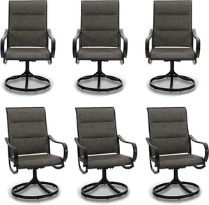 Swivel Patio Dining Chair Set of 6 High Back Outdoor Chairs Garden Furniture - Picture 1 of 10