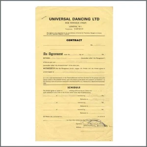 James Brown Universal Dancing Ltd. 1968 Signed Performance Contract (UK) - Picture 1 of 1