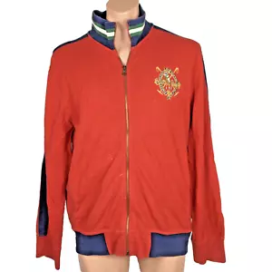 Ralph Lauren Polo Crest Zip Down Sweatshirt size L red White Blue Vintage 90s - Picture 1 of 7