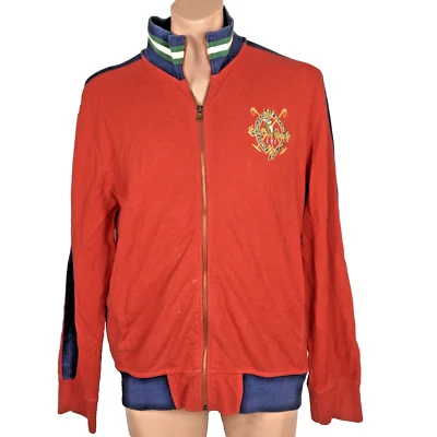 Ralph Lauren Polo Crest Zip Down Sweatshirt size L red White Blue Vintage 90s - Image 1 of 4