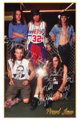 Pearl Jam band signed 12x18 inch photograph poster - Ten - Vs - Yield - Gigaton  - Image 1 of 4