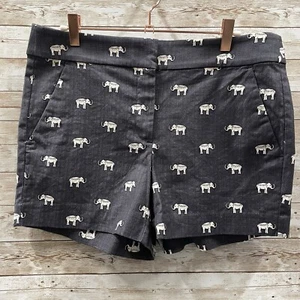 LOFT Womens Size 6 Shorts The Riviera Elephant Pattern Navy Blue White Pattern - Imagen 1 de 6
