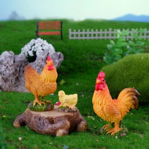 Rooster Chicken Doll Farm Animal Model Home Decoration Miniature Ornaments - Picture 1 of 15