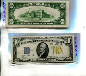 1934 A $10 NORTH AFRICA YELLOW SEAL CURRENCY NOTE CU 4402S - Picture 1 of 1