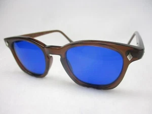 Pentax Hoya Sonnenbrille Preppy Retro Hornrand 60er Stil Braun Kobalt 48 Medium - Bild 1 von 6