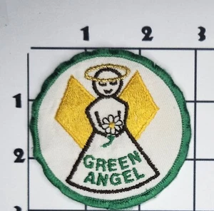 Green Angel Patch Circle GSUSA Embroidered Iron On Girl Scouts Uniform - Picture 1 of 1