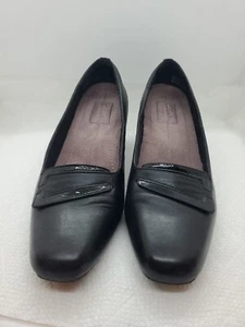 Clark's Womens Shoes Levee Delta Black Leather 7 1/2 - Picture 1 of 9
