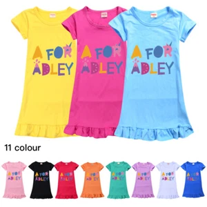 Kids  A for Adley Popular Youtuber Girls Dress Sleepwear Pyjamas Home Nightdress - Picture 1 of 23