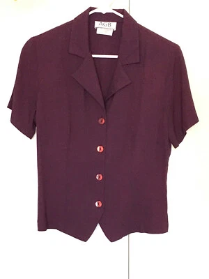 NUEVO SIN ETIQUETAS AGB Byer California Mujer Vintage Púrpura Manga Corta Chaqueta Top, Talla 2 Foto 1 de 4