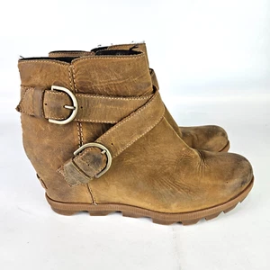 Sorel Joan Of Arctic Wedge II Waterproof Brown Leather Buckle Winter Size 11 - Picture 1 of 6