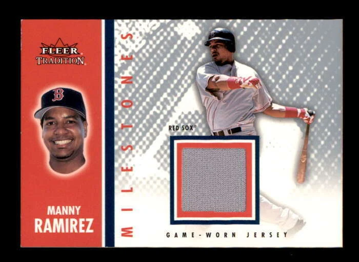 MANNY RAMIREZ 2003 FLEER TRADITION MILESTONES GAME USED WORN JERSEY BF1400 - Image 1 of 1