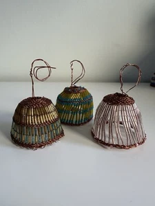 Beaded African Bell Ornaments Handmade Global Artisan Christmas Lights - Picture 1 of 7