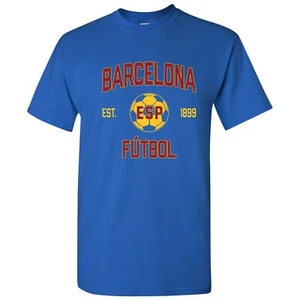 Barcelona Spain Home Kit World Classic Soccer Football Arch Cup T Shirt - Royal - Picture 1 of 7
