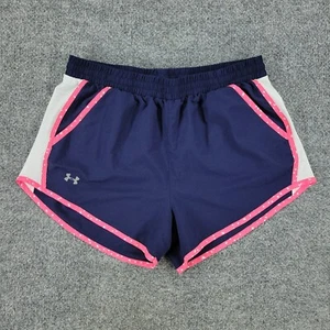 Under Armour Shorts Girl XL Blue Activewear Running Loose HeatGear Graphic 28x3 - Picture 1 of 12