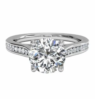 Anello di fidanzamento argento sterling 925 bianco taglio rotondo creato da l... - Immagine 1 di 4