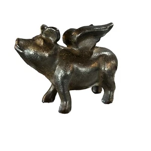 Pig With Wings Vintage Cast Iron Figure Doorstop When Pigs Fly  - Picture 1 of 7