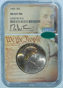 1960 NGC MS66+FBL Full Bell Lines Franklin Half Dollar We The People Signed - Picture 1 of 3