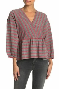 Prenda para mujer Madewell a rayas manga de burbuja peplum TALLA L naranja costera a rayas - Imagen 1 de 6