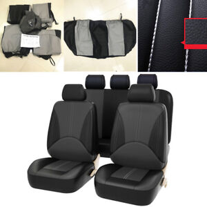  9Pcs Car Seat Cover Protector+Cushion Front & Rear Full Set PU Leather Interior