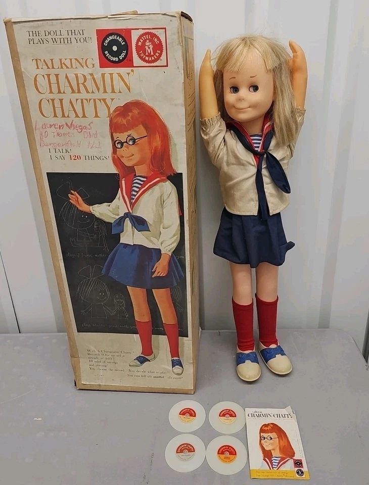 Muñeca parlante Charmin Chartty 1962 Mattel con caja y discos de colección Foto 1 de 4