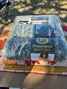 Lot of 3 Lion Brand Homespun Yarn Super Bulky 6 Thick Quick 211 Granite Stripes  - Picture 1 of 16