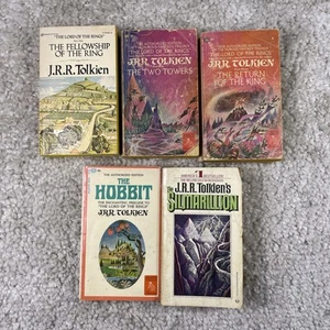 Vintage Lord Of The Rings Book Set JRR Tolkien Hobbit Silmarillion 60s 70s - Picture 1 of 17