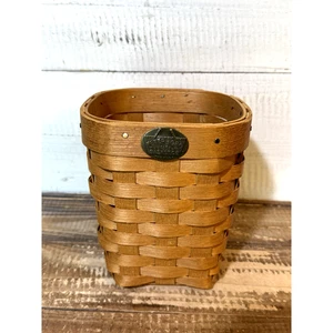 Vintage Peterboro Handcrafted Wood Basket 6.625" x 6" USA Rustic Farmhouse Decor - Picture 1 of 8