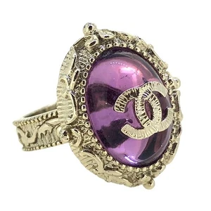 CHANEL Cocomark Stone Ring Purple Colored Stone Jewelry Accessories Ring No - Picture 1 of 8
