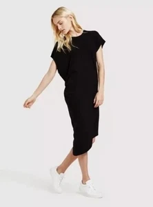 Kit & Ace Cashmere Blend Asymmetric Sheath T-Shirt Dress Long Sleeve Navy Blue 8 - Picture 1 of 10