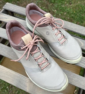 Ecco Biom Hybrid 3 Golf Shoes Women's 8 Beige Yak Leather GTX Spikeless Sneakers - Picture 1 of 16