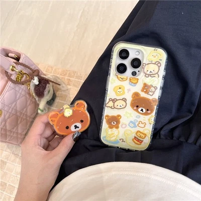 Cute Graffiti Rilakkuma Holder Hard Case Cover For iPhone 16 Pro Max 15 14 Pro - Image 1 of 4