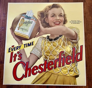 Vintage 1940s Chesterfield Cigarettes Pinup Girl Sign Basketball Jubilee NOS - Bild 1 von 17