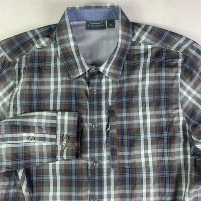 Camisa de pesca Free Country para hombre XL ventilada a cuadros manga corta gris al aire libre Foto 1 de 4