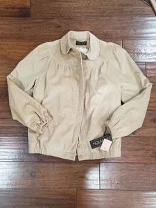 VTG ABVIEN Size 10 Small 100% Cotton Tan Corduroy Zip Jacket Coat 70s 80s NWT  - Picture 1 of 15