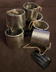 8 ROBERT STANLEY SILVER Aluminum Metal NAPKIN RINGS Modern Style - New - Picture 1 of 7