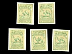 U.S.POSTER STAMPS LOT of 5 REVIVAL OF THE CAMEL EXPRESS FORT TEJON TO L.A. CAL. - Imagen 1 de 2