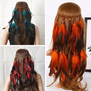 Feather Headband, New Retro Bohemian Long Tassel Women's Headwear A1K3 U2H1 - Picture 1 of 21