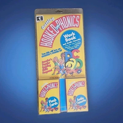 Vtg Sealed Hooked On Phonics Beginners Starter Kit Workbook Flash Cards Cassette - Image 1 of 4